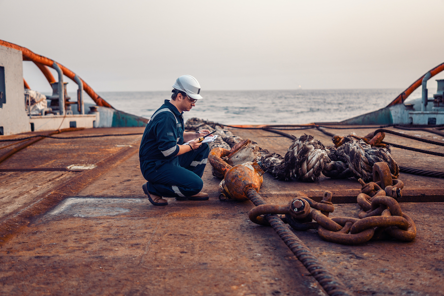 Marine Deck Officer or Chief mate on deck of offshore vessel or ship